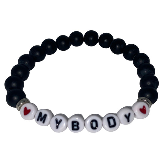 "I Love MyBody" Matte Black Onyx Bracelet