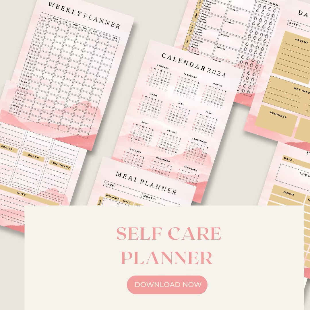 2024 Pink & Gold Digital Self-Care Planner
